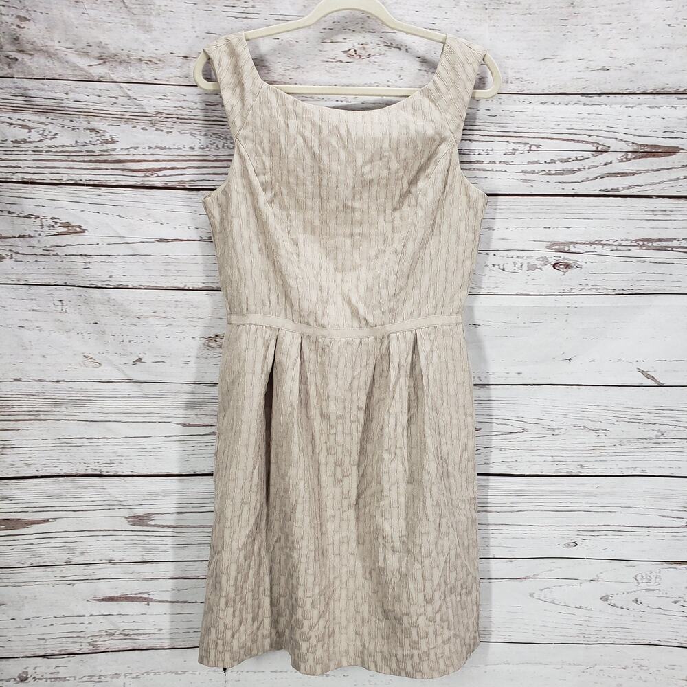 White House Black Market Women's Beige Sleeveless Pockets Dress Size 10